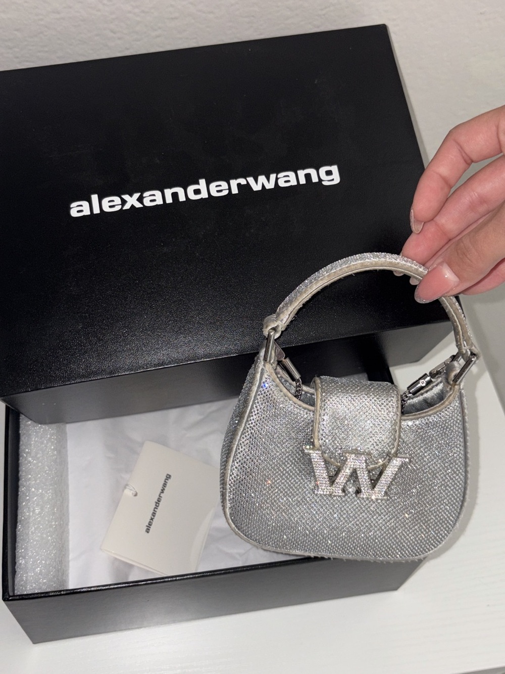Alexander Wang Silver Crystal Mini Top-Handle Bag